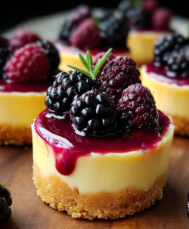 Lemon Raspberry Blackberry Mini Cheesecakes