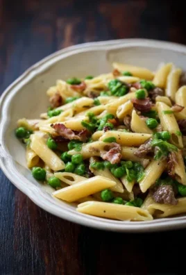 Penne Pasta, Peas and Beef Beef Bacon