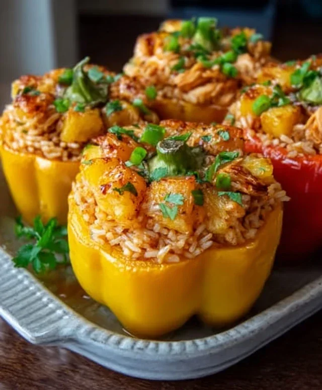 Teriyaki Pineapple Chicken and Rice Stuffed Peppers: A Sweet and Savory Meal