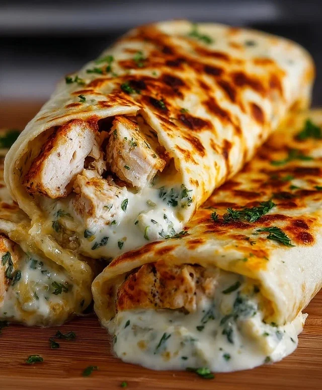 Low Carb Cheesy Garlic Chicken Wraps