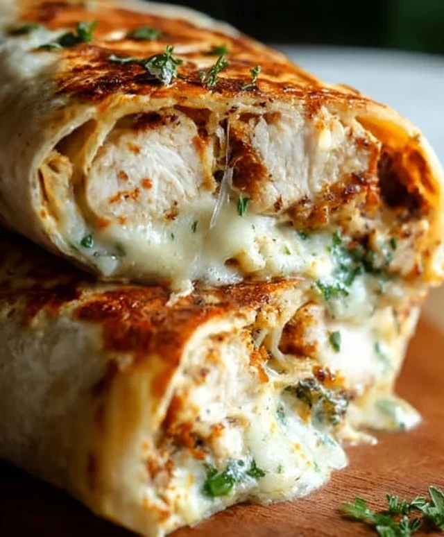 Cheesy Garlic Chicken Wraps