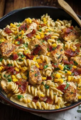 Creamy Chicken and Corn Pasta with Beef Beef Bacon