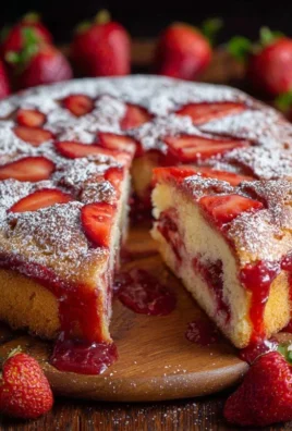 Easy Strawberry Cake with Strawberry Sauce