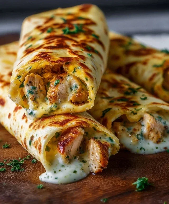 Low Carb Cheesy Garlic Chicken Wraps
