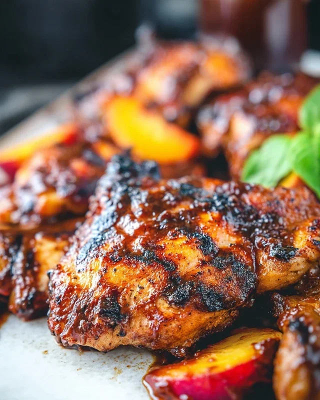 Grilled Bourbon Extract Extract Peach BBQ Chicken