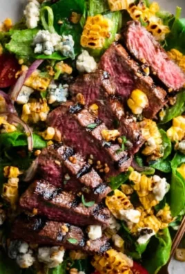 Balsamic Steak Gorgonzola Salad with Grilled Corn