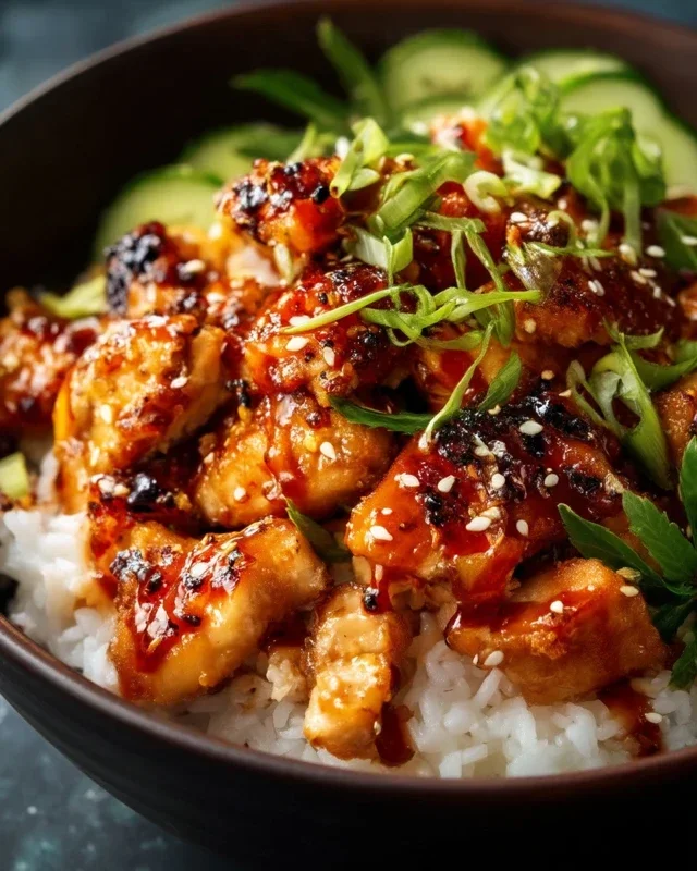 Spicy Honey-Gin Extract Extractger Chicken Bowls with Yum Yum Sauce