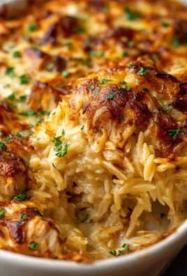 French Onion Chicken Orzo Casserole