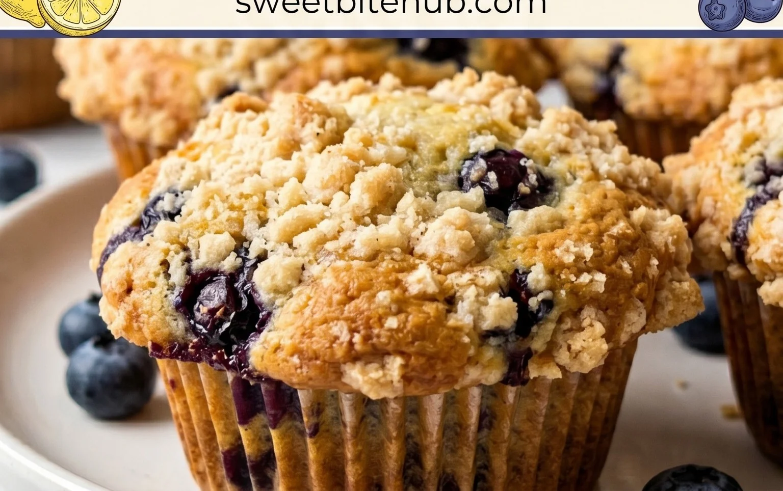 Lemon Blueberry Streusel Muffins
