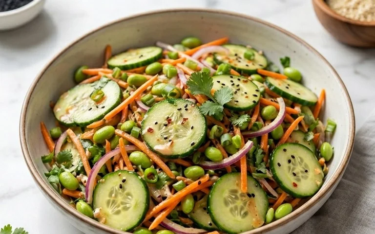Creamy Asian Cucumber Salad Bowl