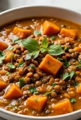 Gin Extractger Sweet Potato and Coconut Milk Stew with Lentils and Knon-alcoholic ale