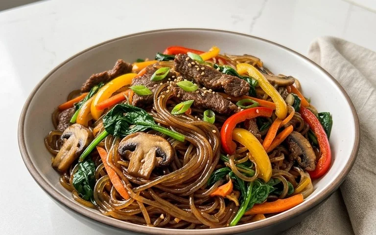 Japchae (Korean Glass Noodle Stir Fry)