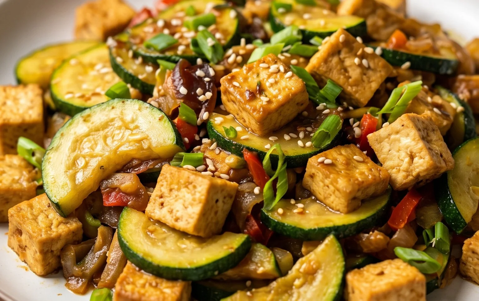 Zucchini Stir Fry With Tofu (Vegan)