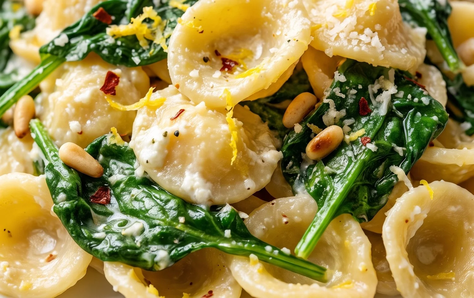 Lemon ricotta pasta & spinach