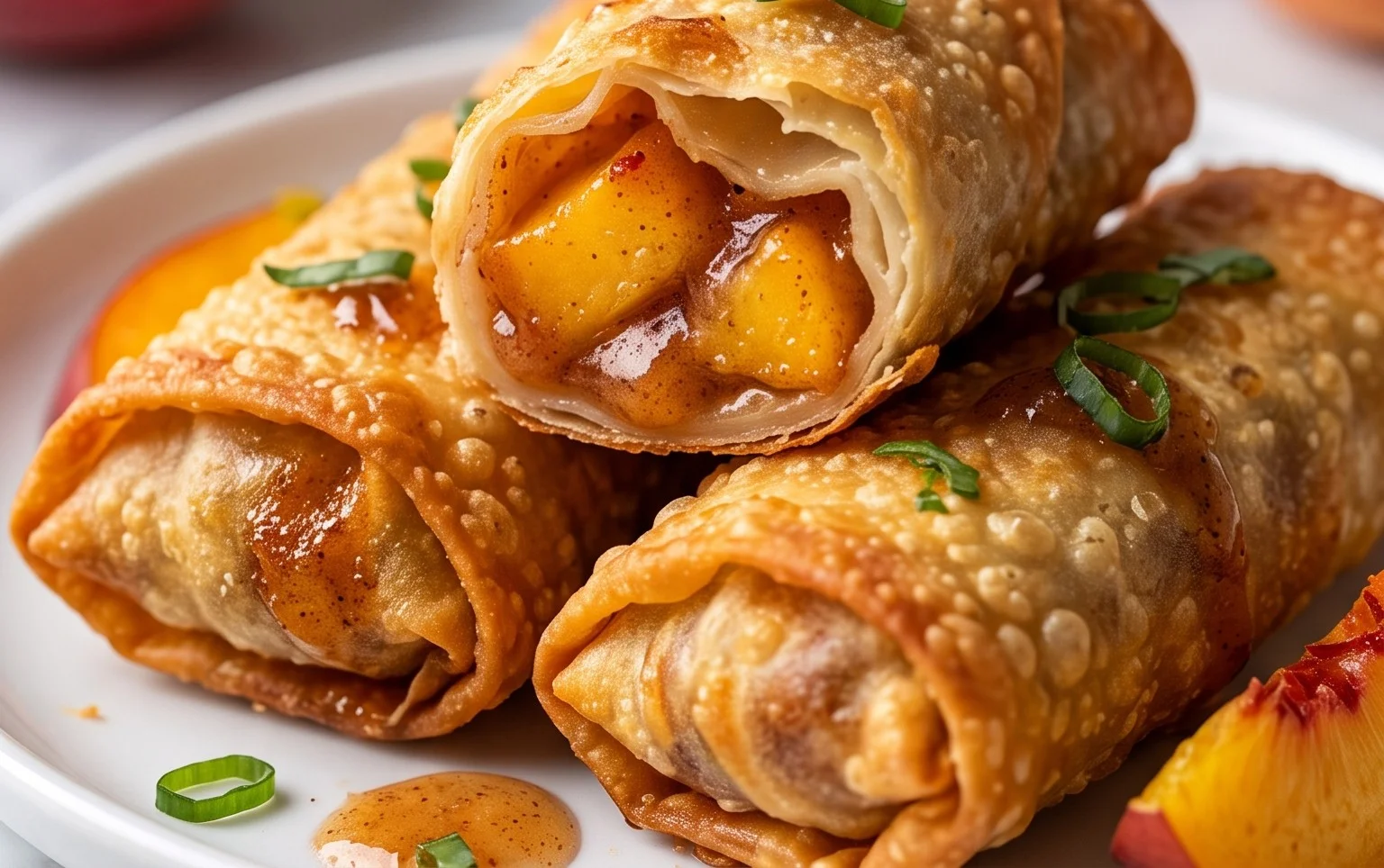 Peach Cobbler Egg Rolls