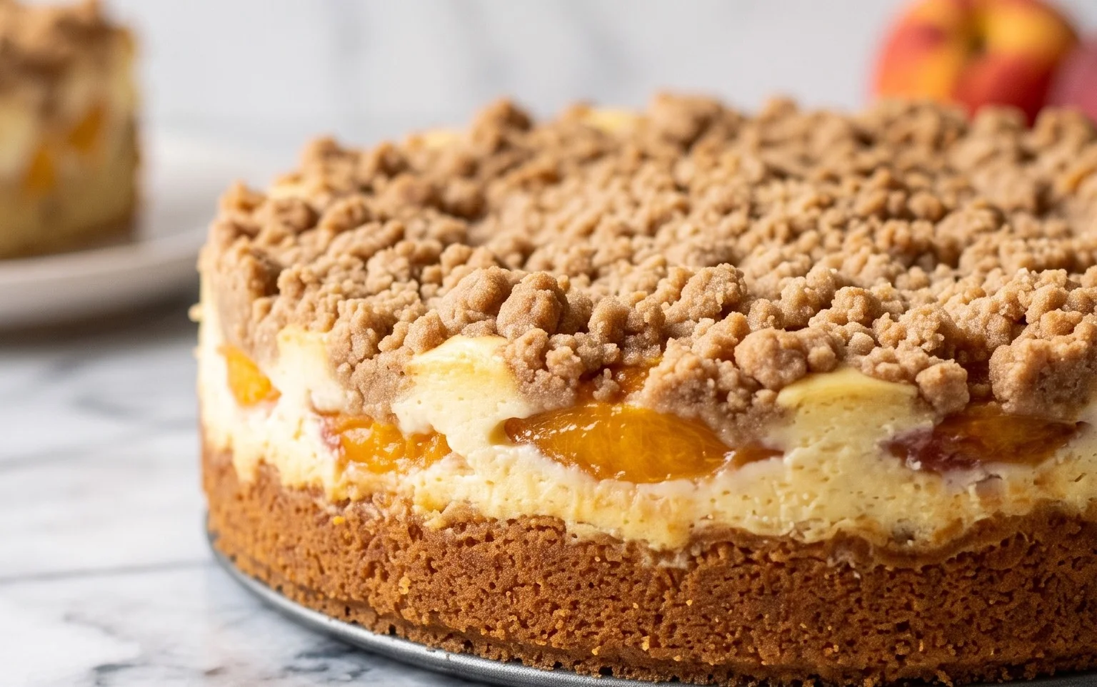 Peach Cream Cheese Cake with Streusel Topping