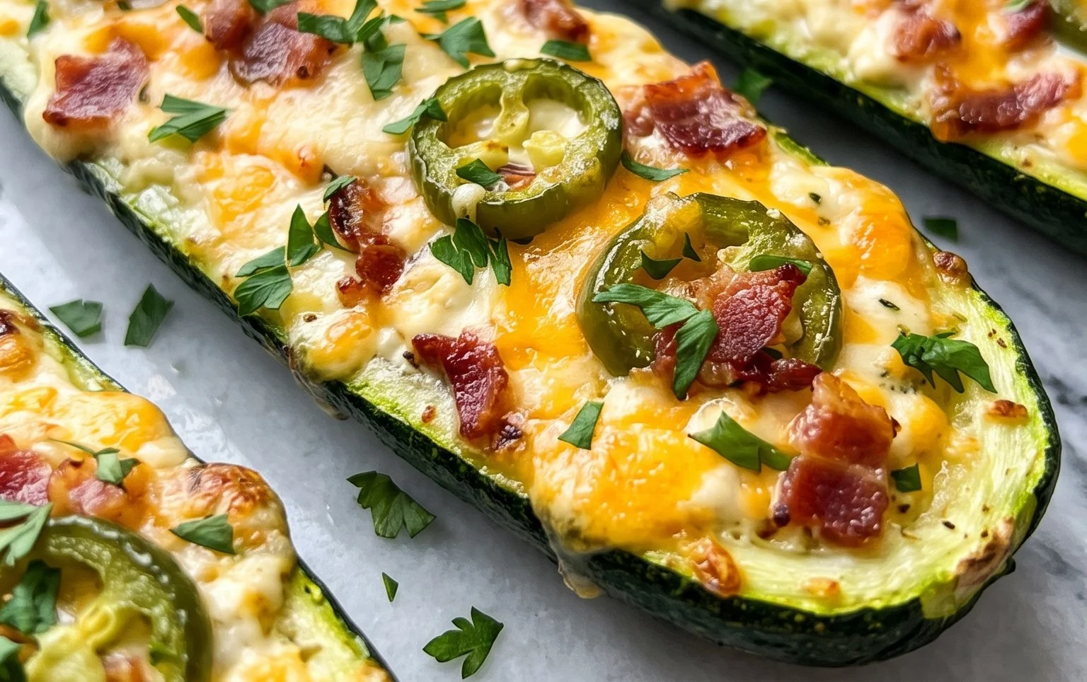 Jalapeno Popper Zucchini Boats