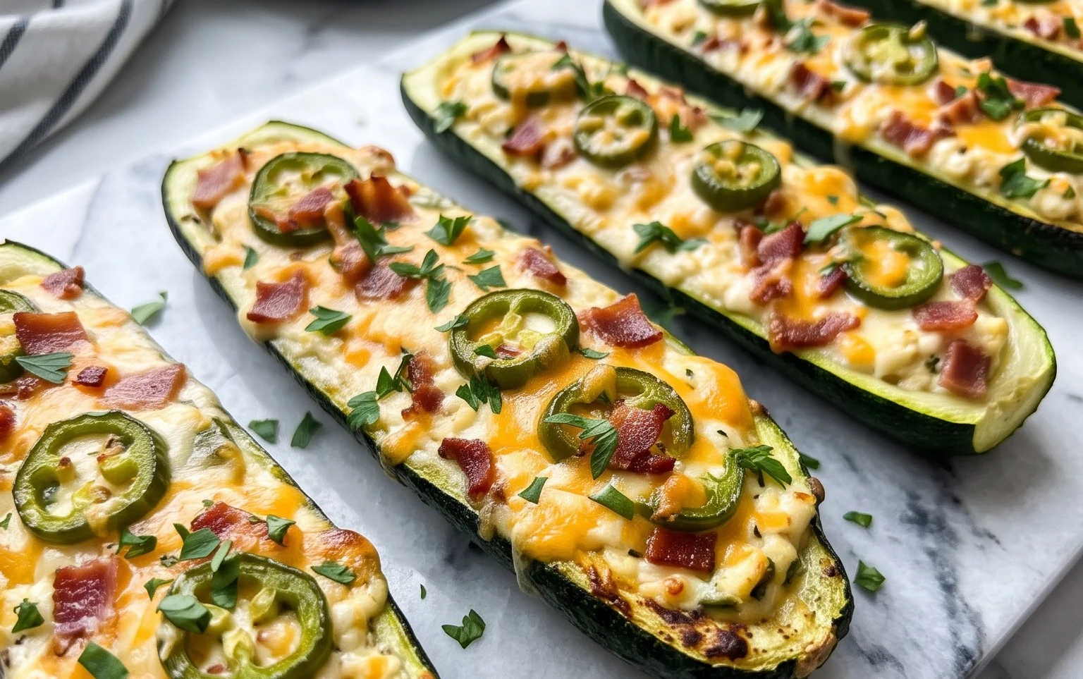 Jalapeno Popper Zucchini Boats