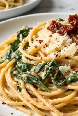 Spaghetti & Spinach with Sun-Dried Tomato Cream Sauce
