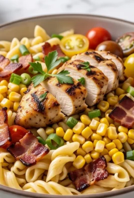 Chicken and Corn Pasta Salad with Beef Bacon