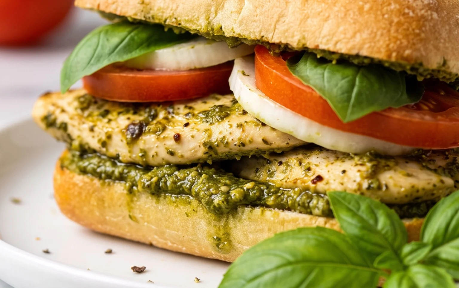 Chicken Pesto Caprese Sandwich