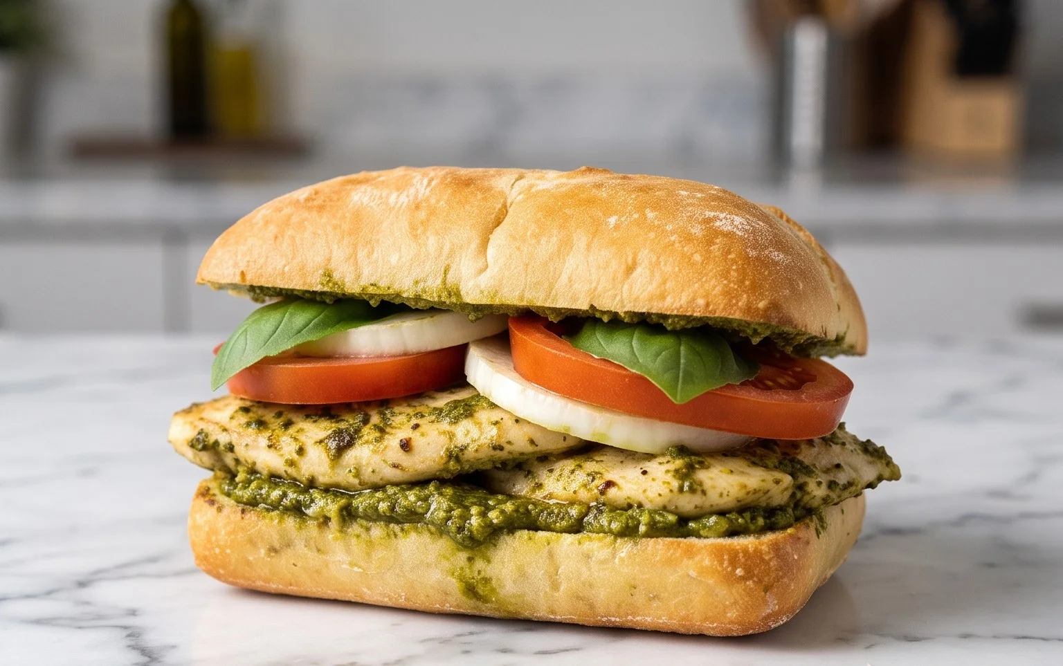 Chicken Pesto Caprese Sandwich