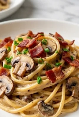 Creamy Beef Bacon and Mushroom Pasta