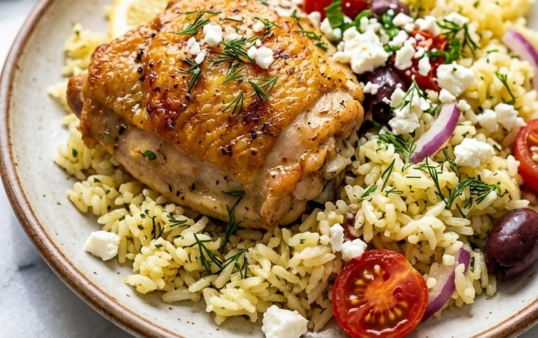 Greek Chicken and Lemon Rice (30 Minutes, One-Pot)