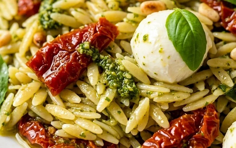 Sun Dried Tomato Orzo Pesto Salad