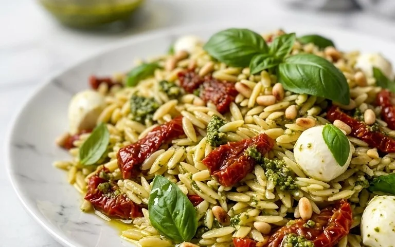 Sun Dried Tomato Orzo Pesto Salad
