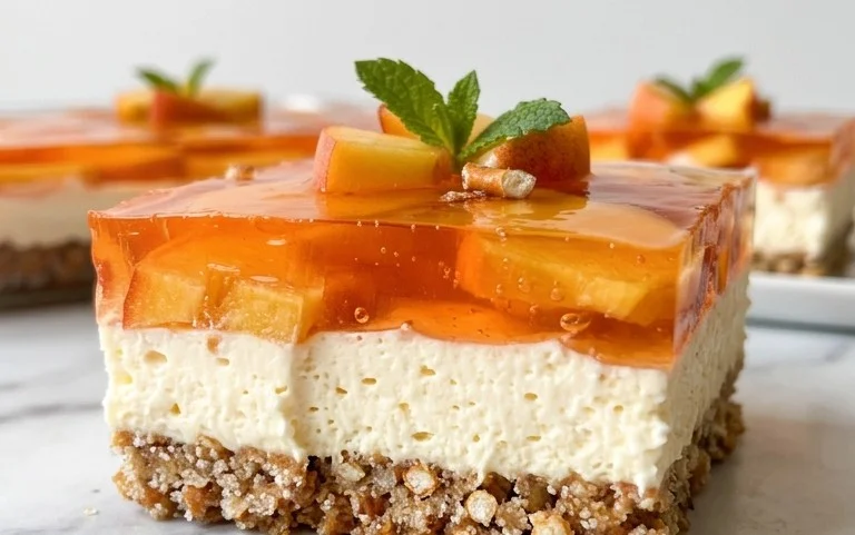Peach Pretzel Salad Dessert