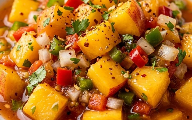 Sweet & Spicy Peach Salsa Canning Recipe