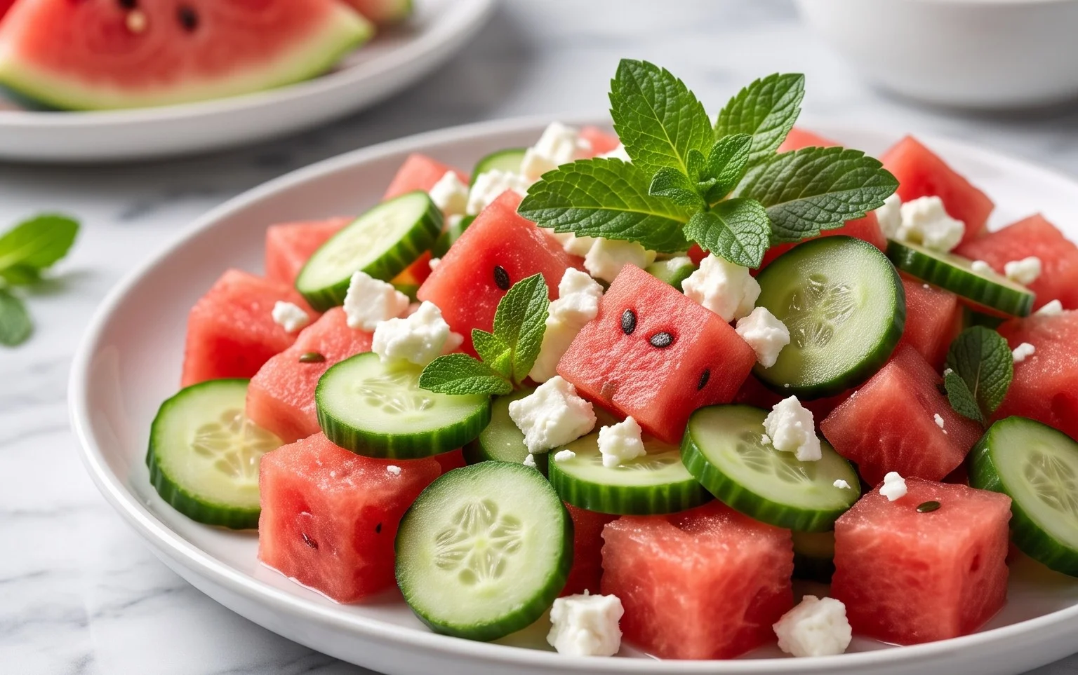 Watermelon Salad with Cucumber and Feta