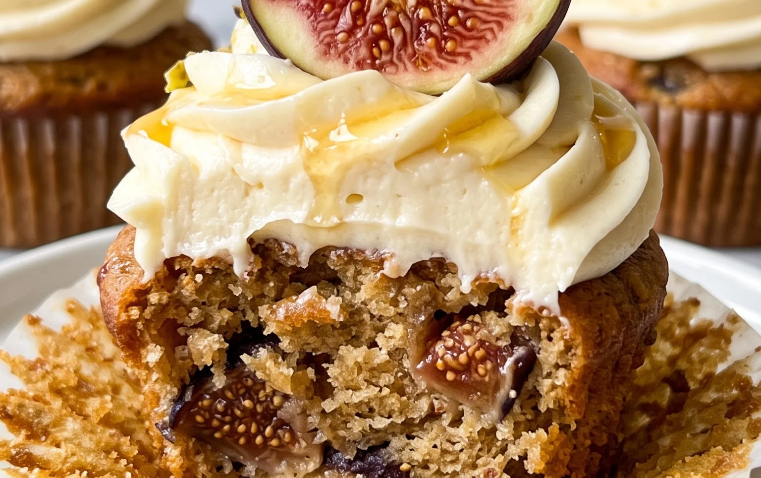 Fig Cupcakes with Honey Cream Cheese Frosting