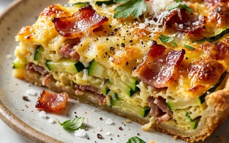 Zucchini and Beef Bacon Slice